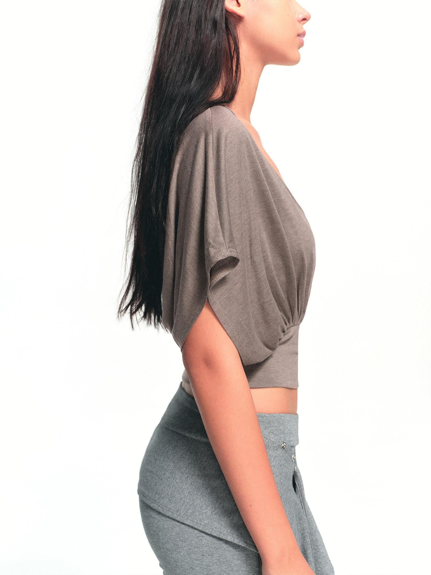 kvkv Oatmeal Patchwork V-neck Women&