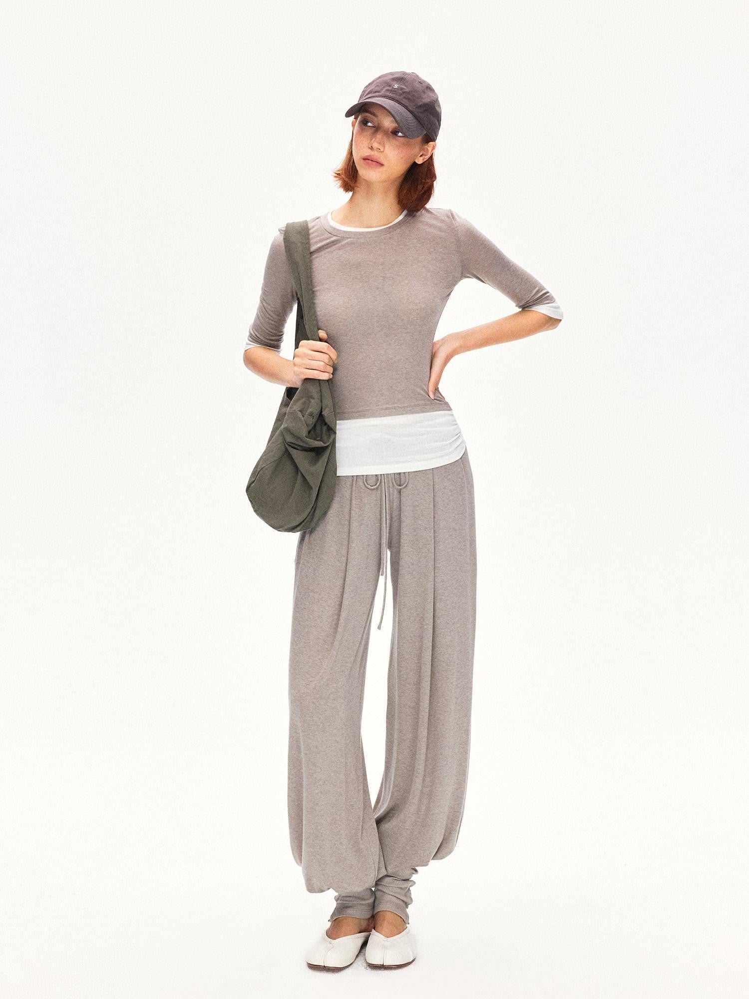 kvkv Oatmeal Pleated Detachable Sock Cuff Elastic Waist Women&