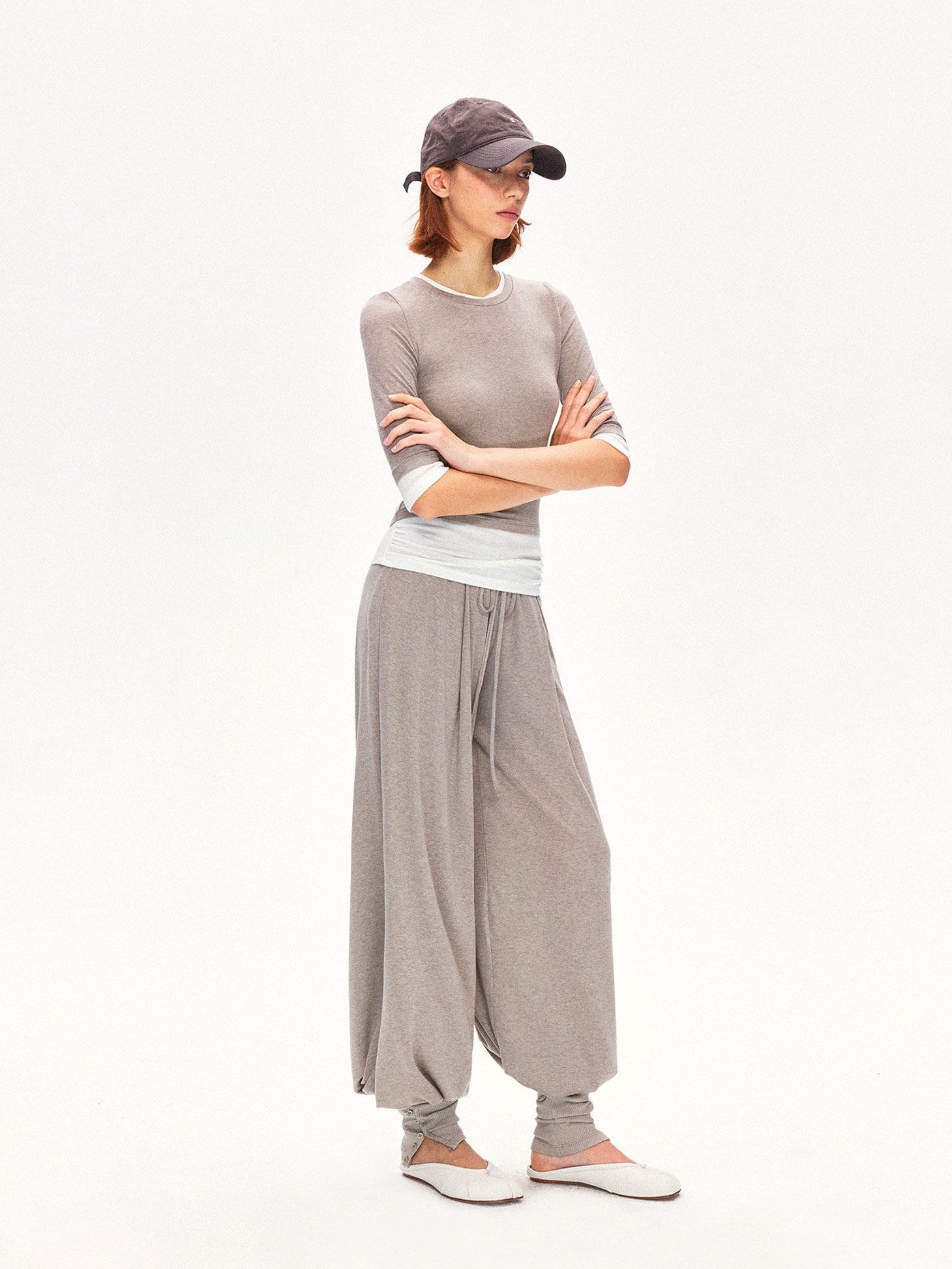 kvkv Oatmeal Pleated Detachable Sock Cuff Elastic Waist Women&