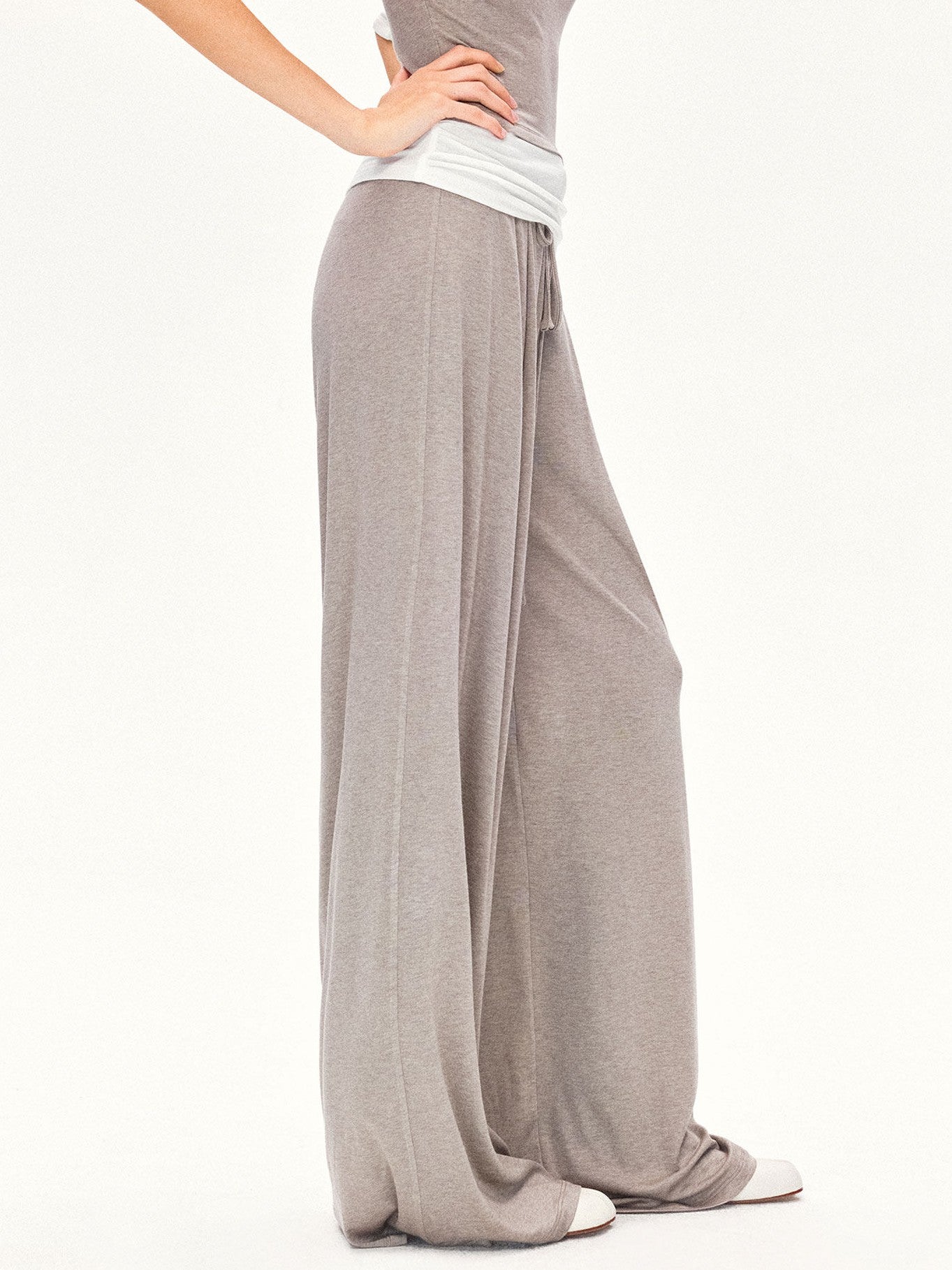kvkv Oatmeal Pleated Detachable Sock Cuff Elastic Waist Women&
