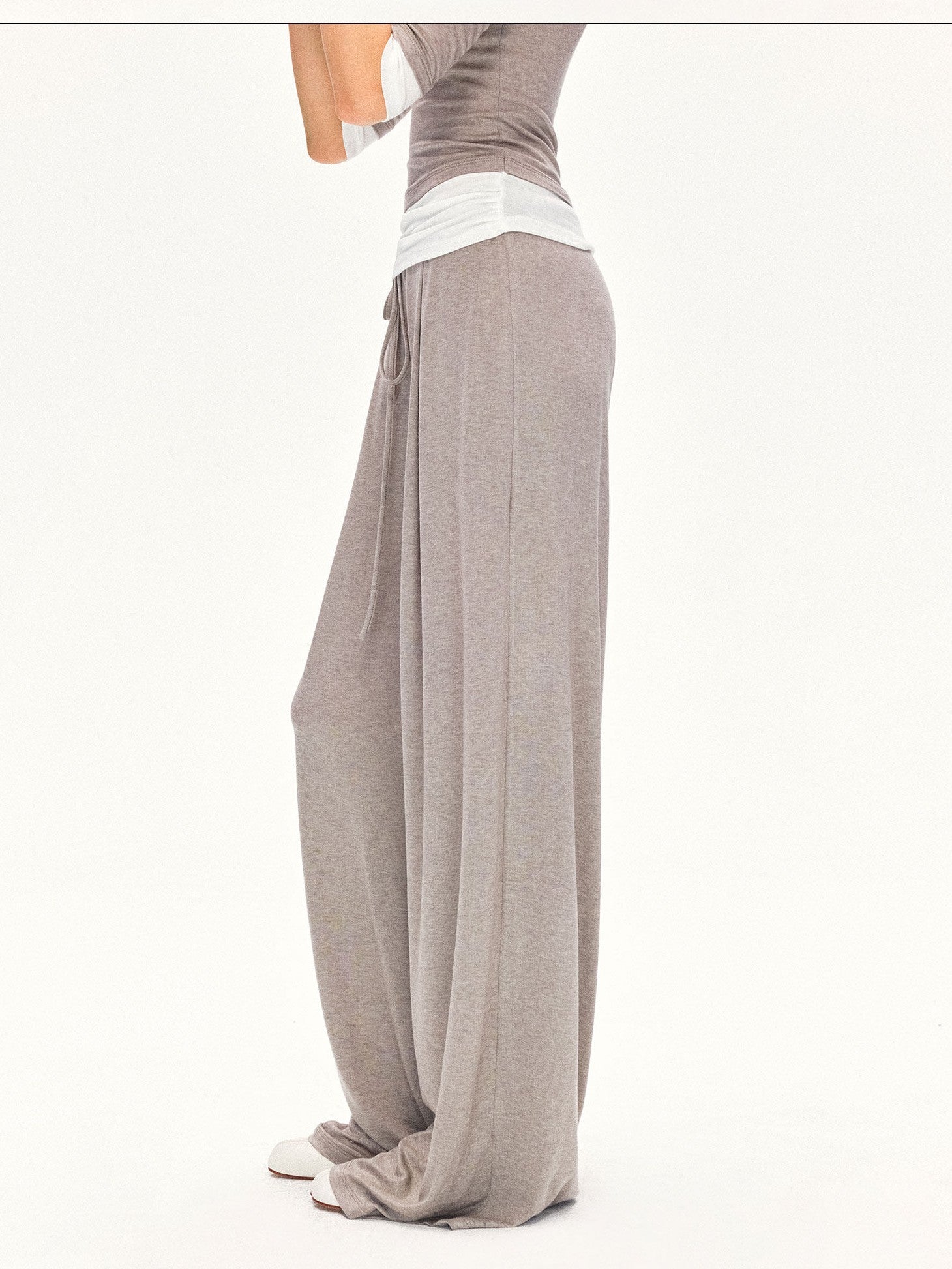 kvkv Oatmeal Pleated Detachable Sock Cuff Elastic Waist Women&