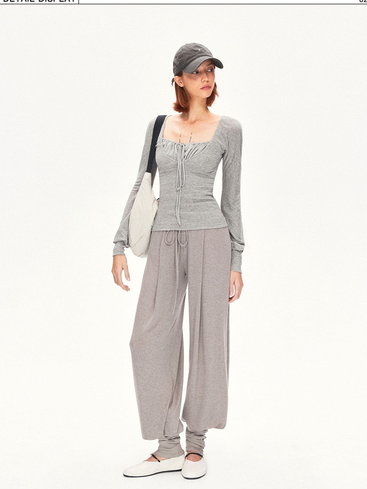 kvkv Oatmeal Pleated Detachable Sock Cuff Elastic Waist Women&