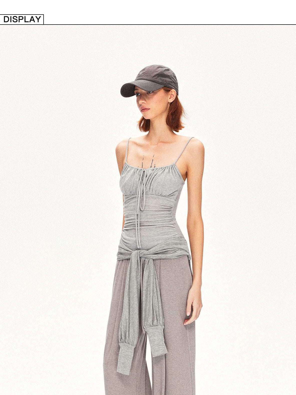 kvkv Oatmeal Pleated Detachable Sock Cuff Elastic Waist Women&