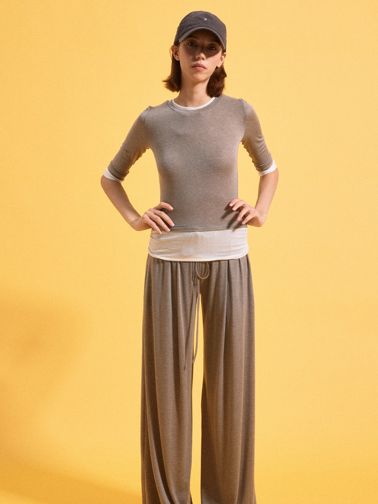 kvkv Oatmeal Pleated Detachable Sock Cuff Elastic Waist Women&