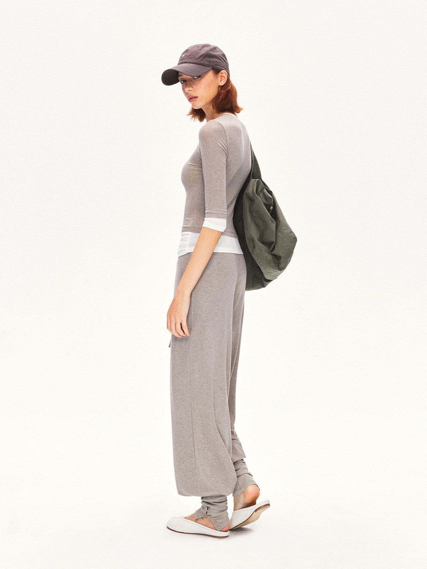 kvkv Oatmeal Pleated Detachable Sock Cuff Elastic Waist Women&