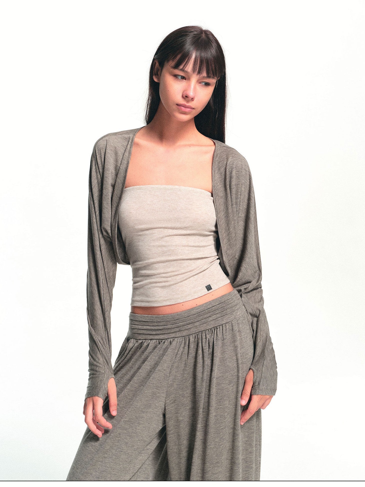 kvkv Oatmeal Sheer Cropped Cover Up Sporty Women&