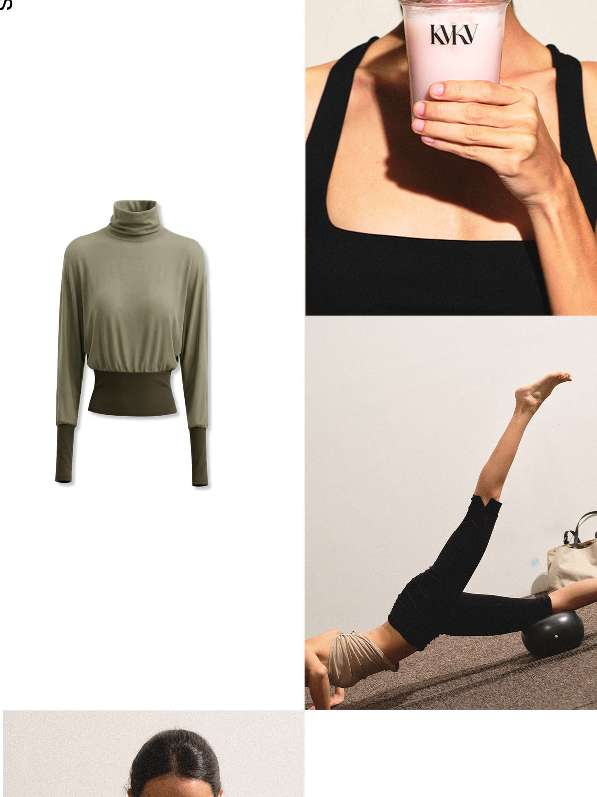 kvkv Olive Green Color Block Cinched Waist Batwing Sleeve Women&