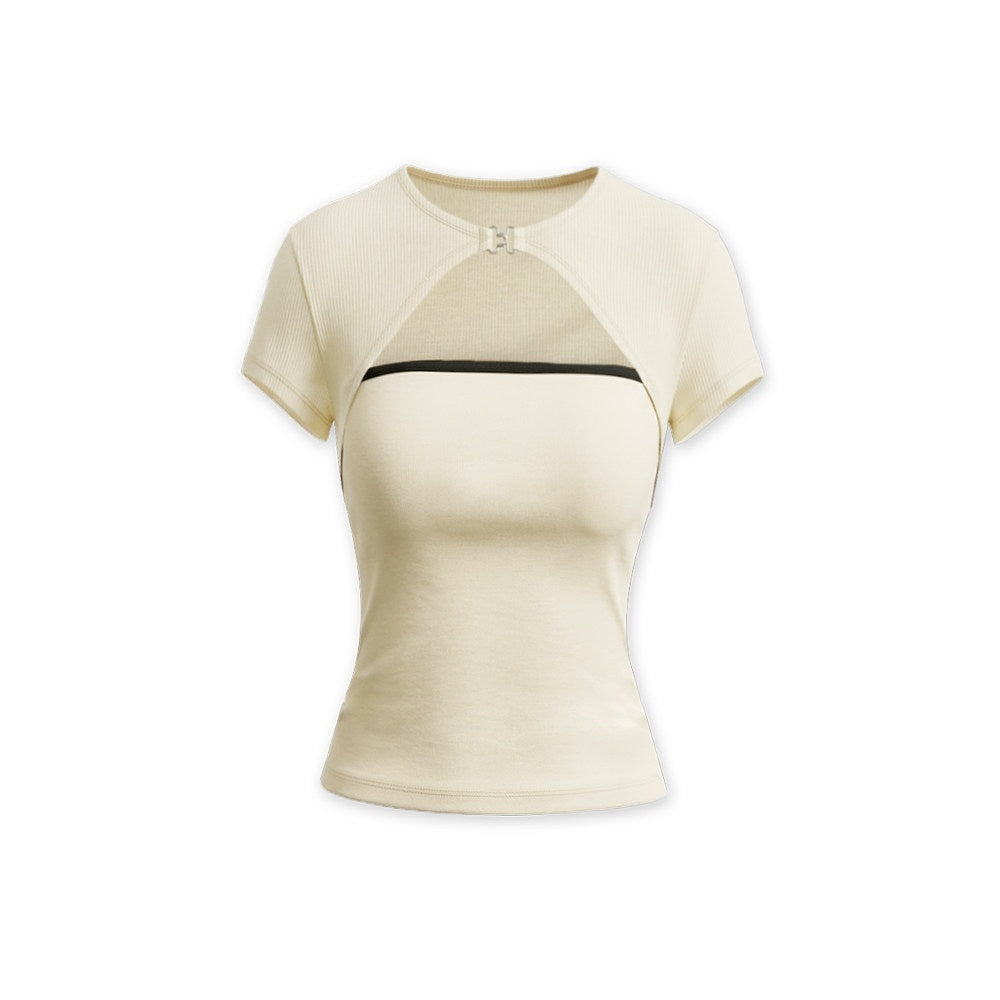 kvkv_Pale_Yellow_Semi_Sheer_Colorblock_Two_Piece_Women&