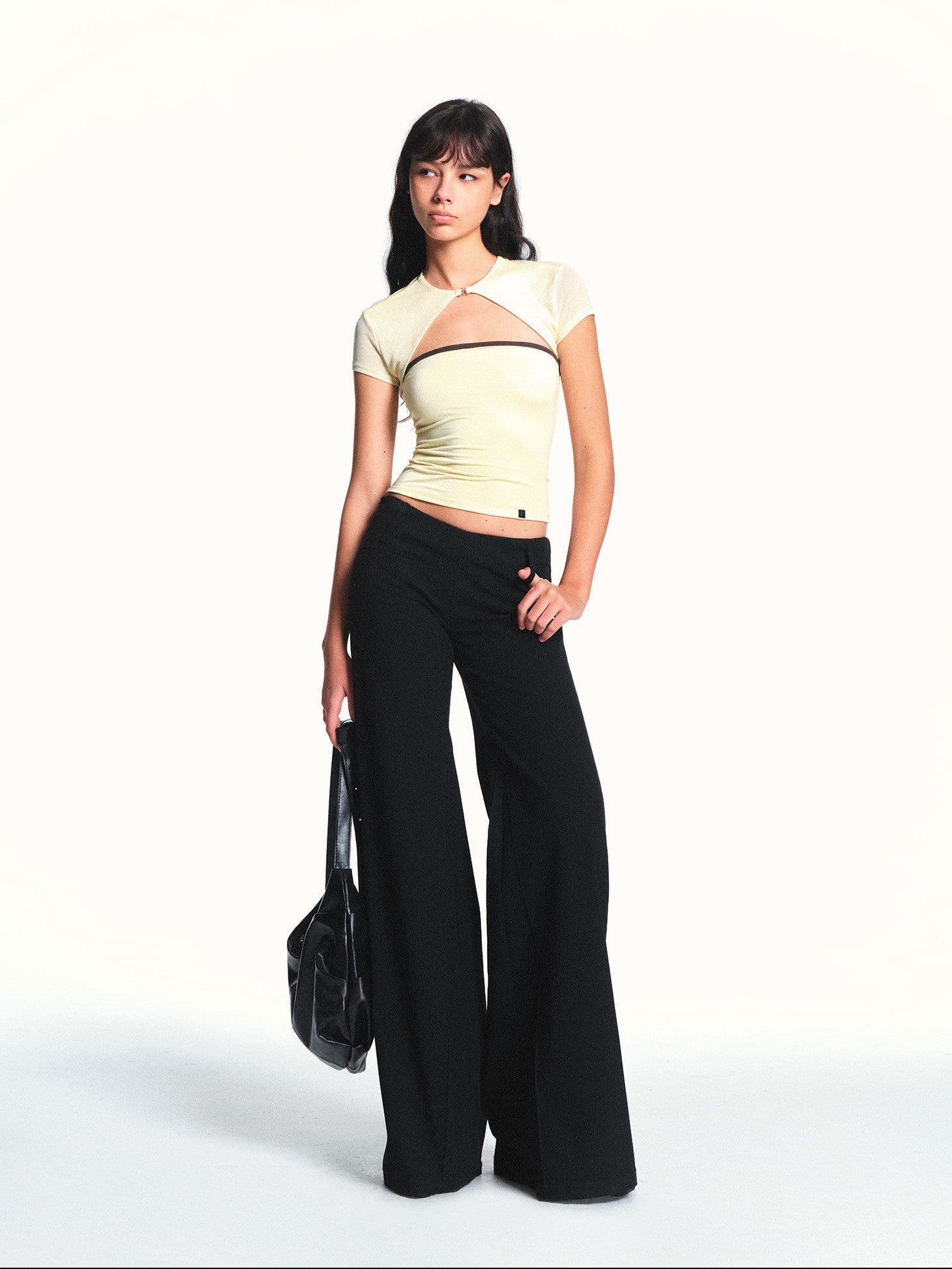 kvkv Pale Yellow Semi Sheer Colorblock Two Piece Women&