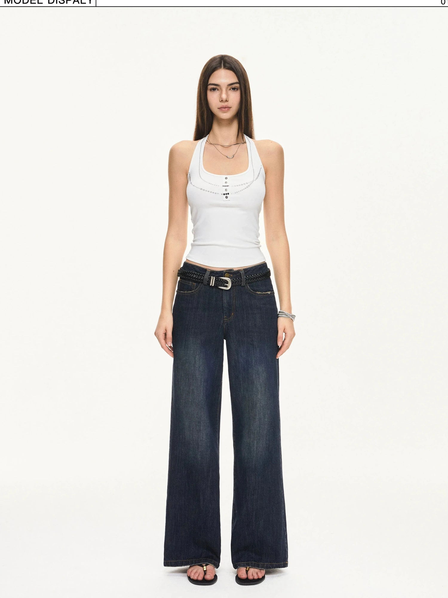 KVKV Yoga Clothing Brand - Pearl Print Halter Neck Fitted Camisole