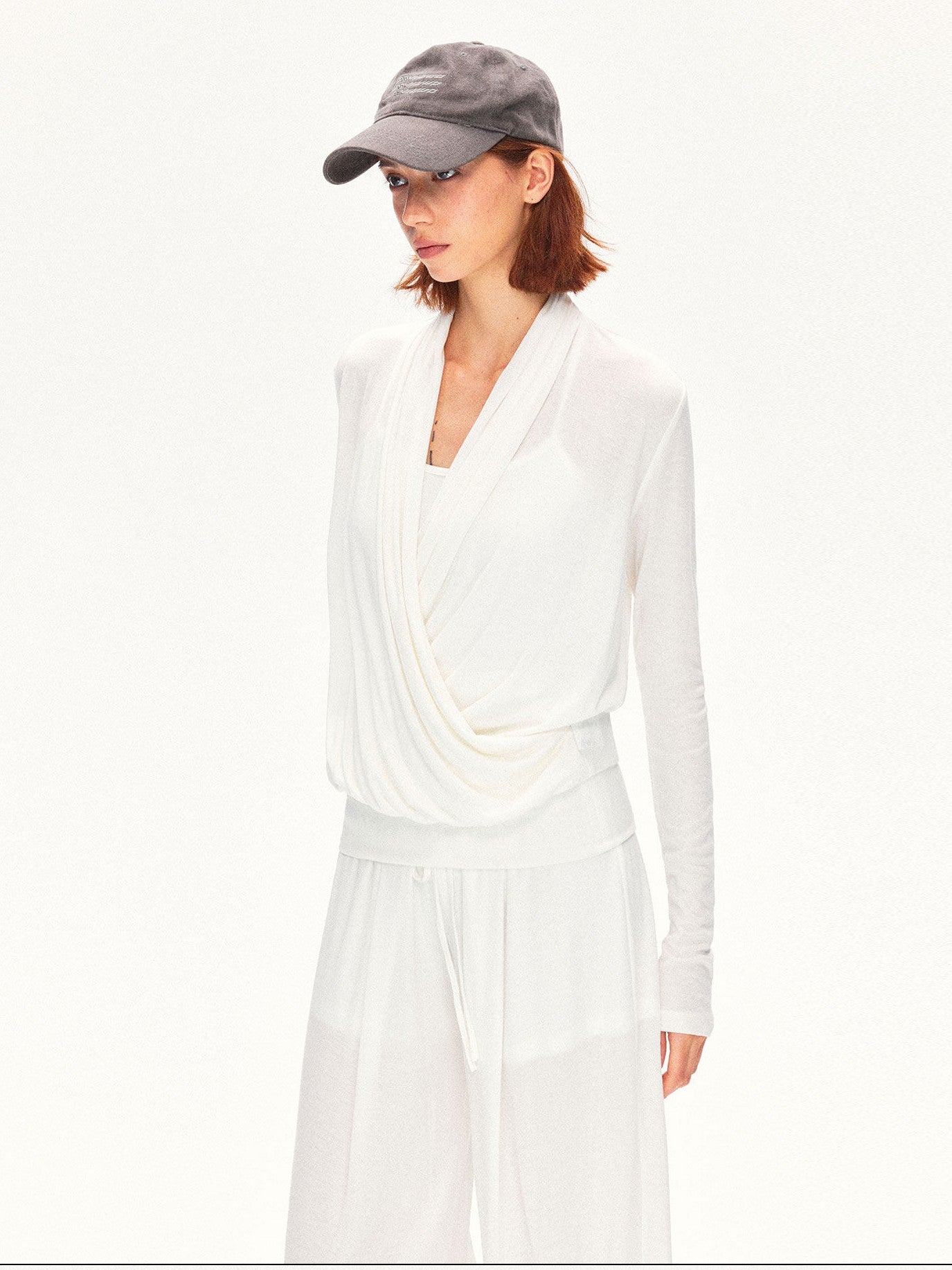 kvkv Pleated Crossover Draped V-neck Women&