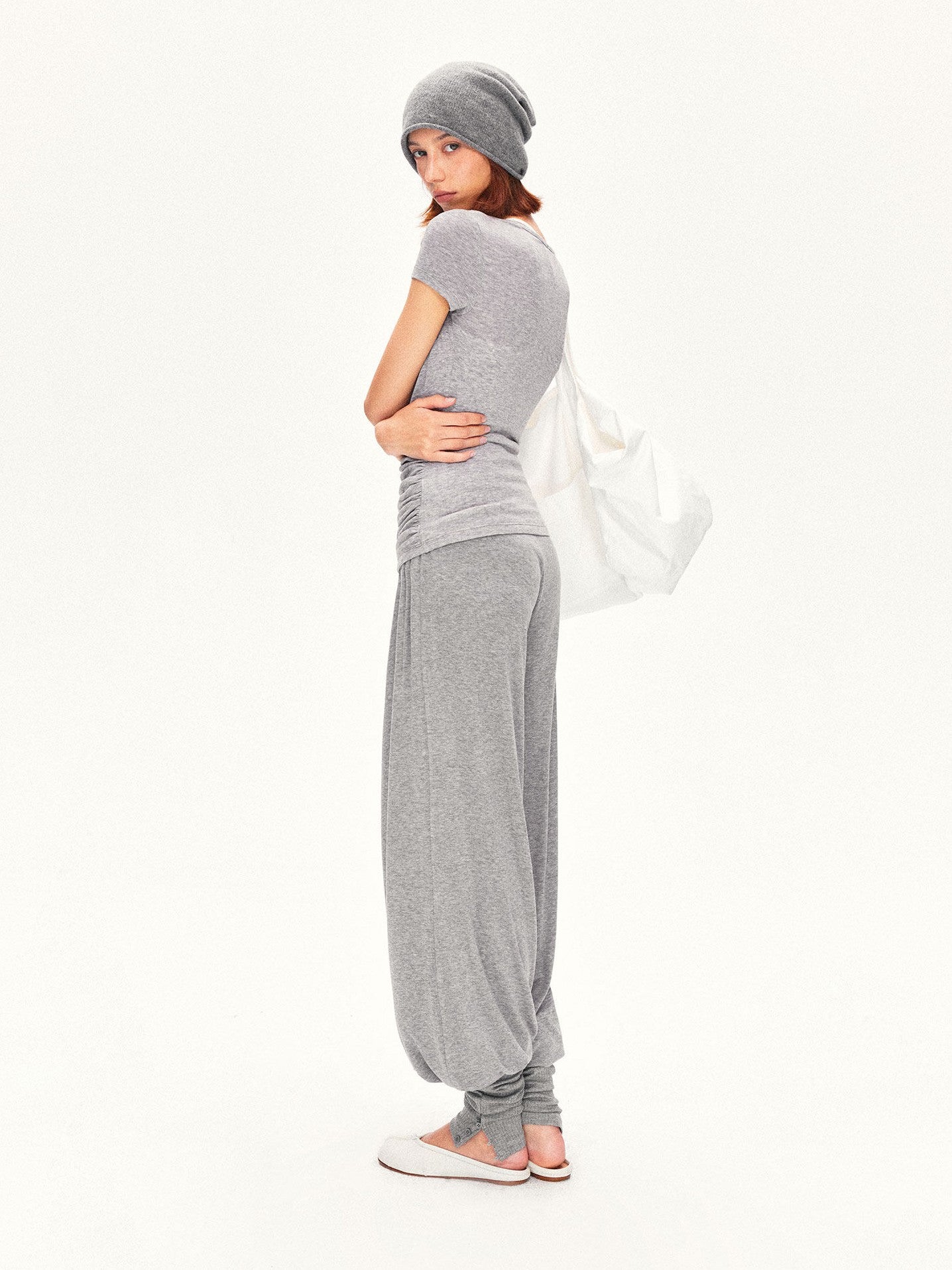 kvkv Pleated V-neck Heather Gray Women&
