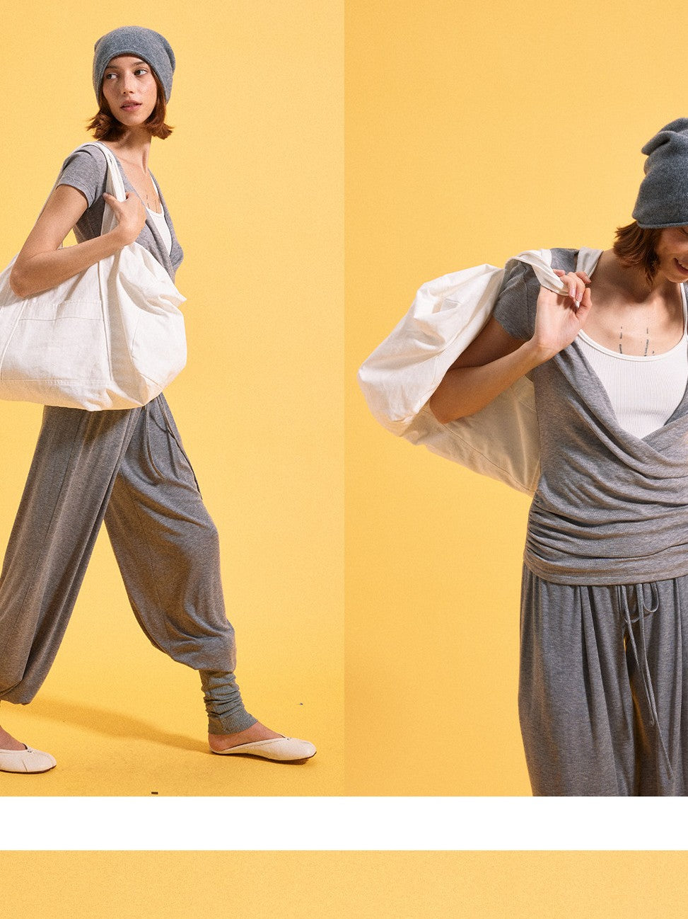 kvkv Pleated V-neck Heather Gray Women&