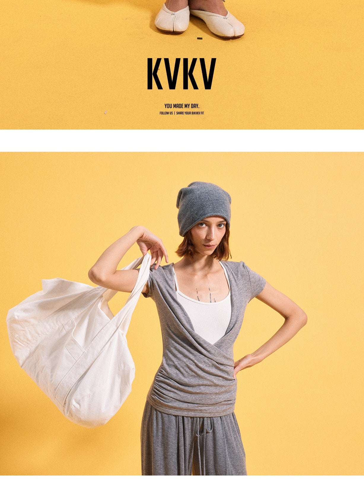 kvkv Pleated V-neck Heather Gray Women&
