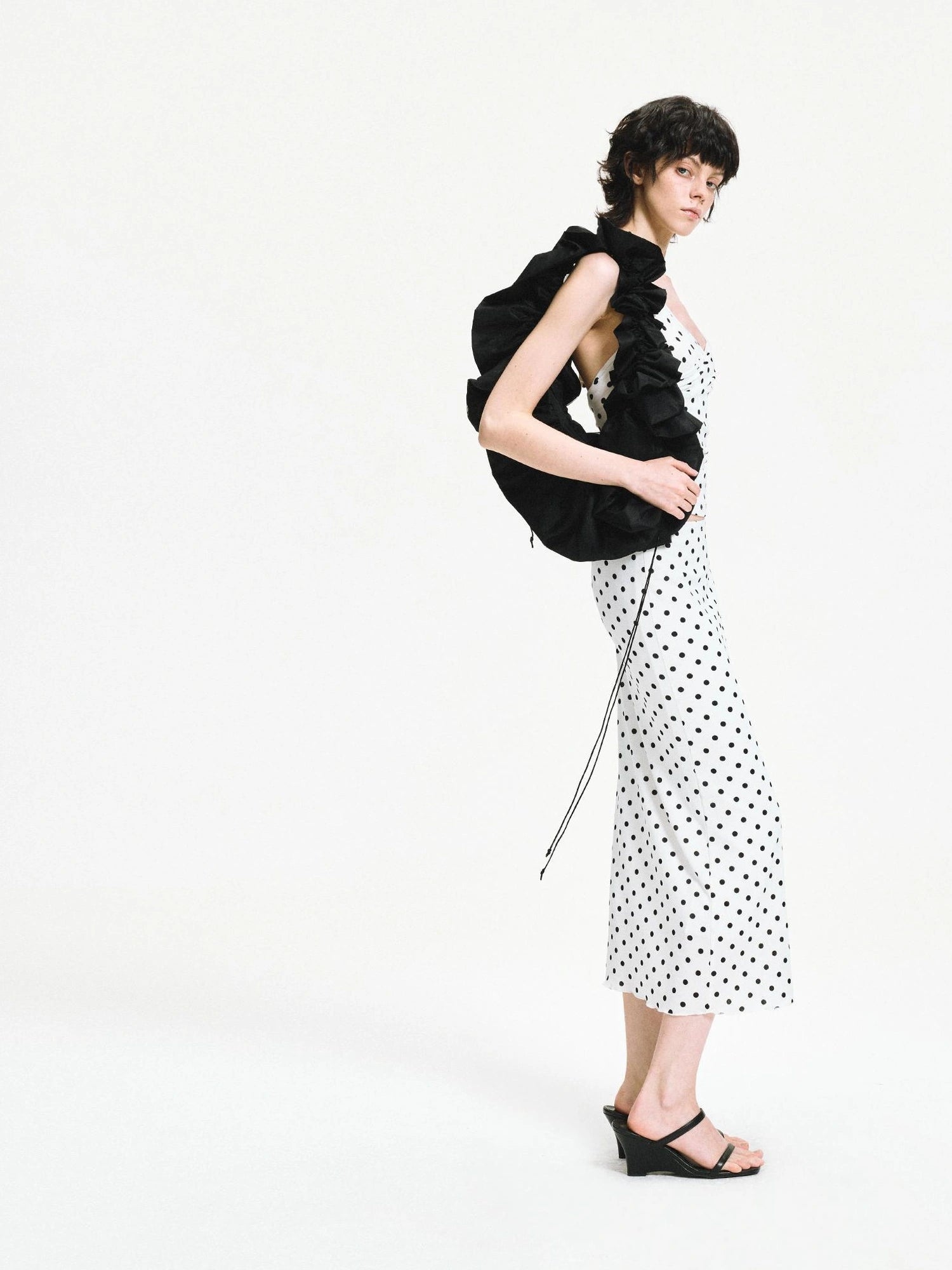 kvkv Polka Dot Halter Neck Crossover Back Cami Top