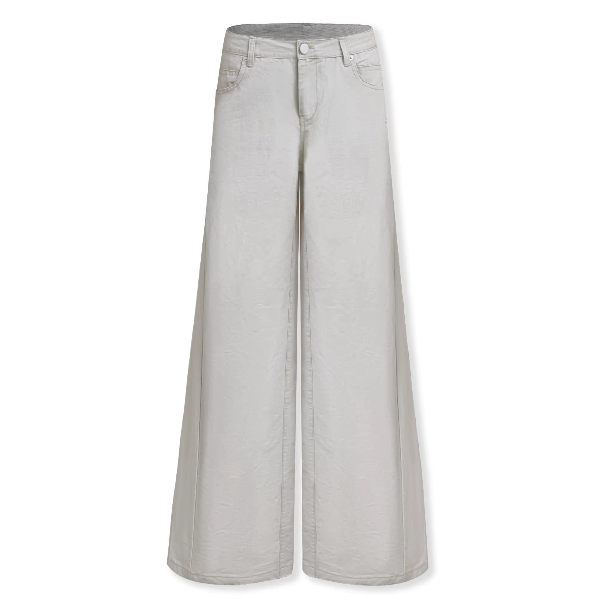 kvkv_Pure_Cotton_Vintage_Loose_Micro_Flare_Natural_Waist_Women_Apricot_Pants_MISSTT