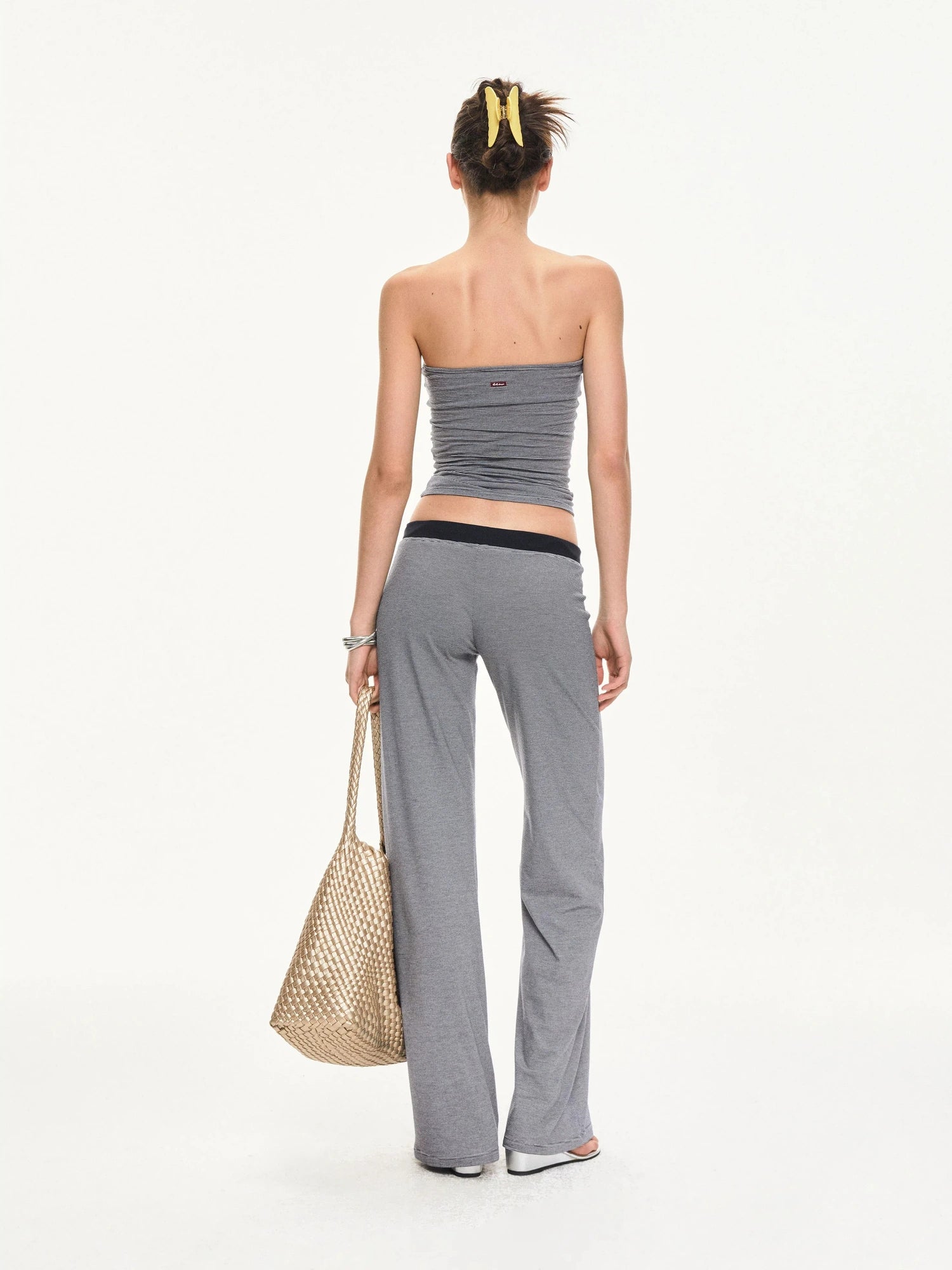 KVKV Yoga Clothing Brand - Ribbed Stripe Halter Neck Yoga Top
