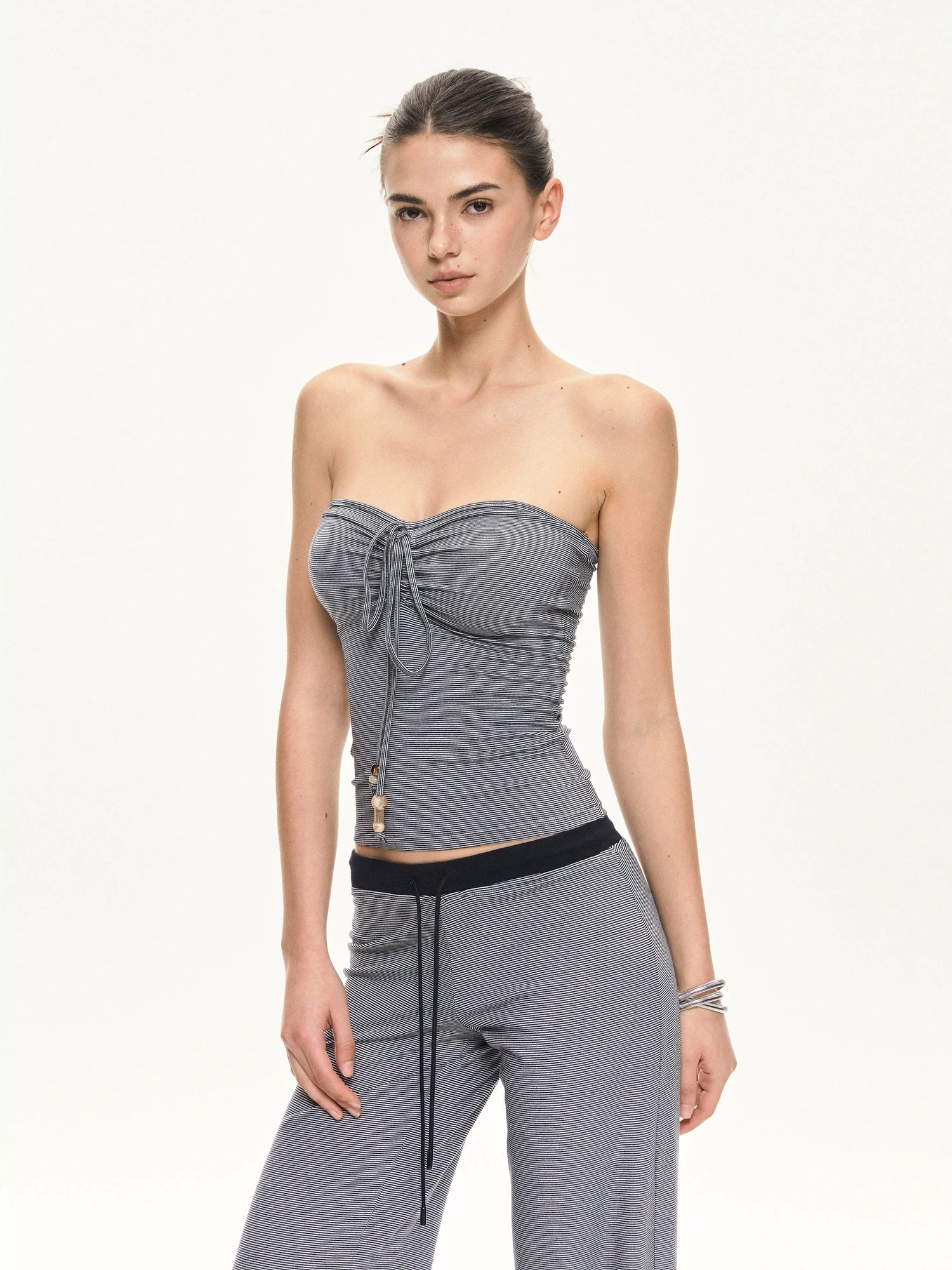KVKV Yoga Clothing Brand - Ribbed Stripe Halter Neck Yoga Top