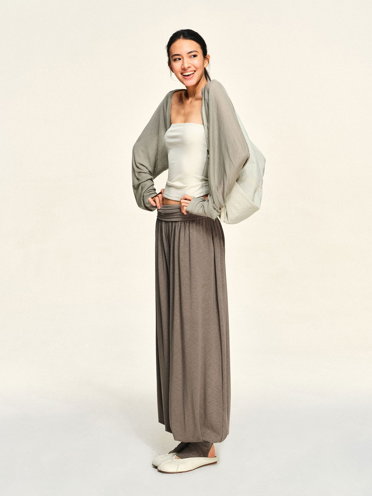 kvkv Sheer Cropped Long Sleeve Lyocell Tencel Women&