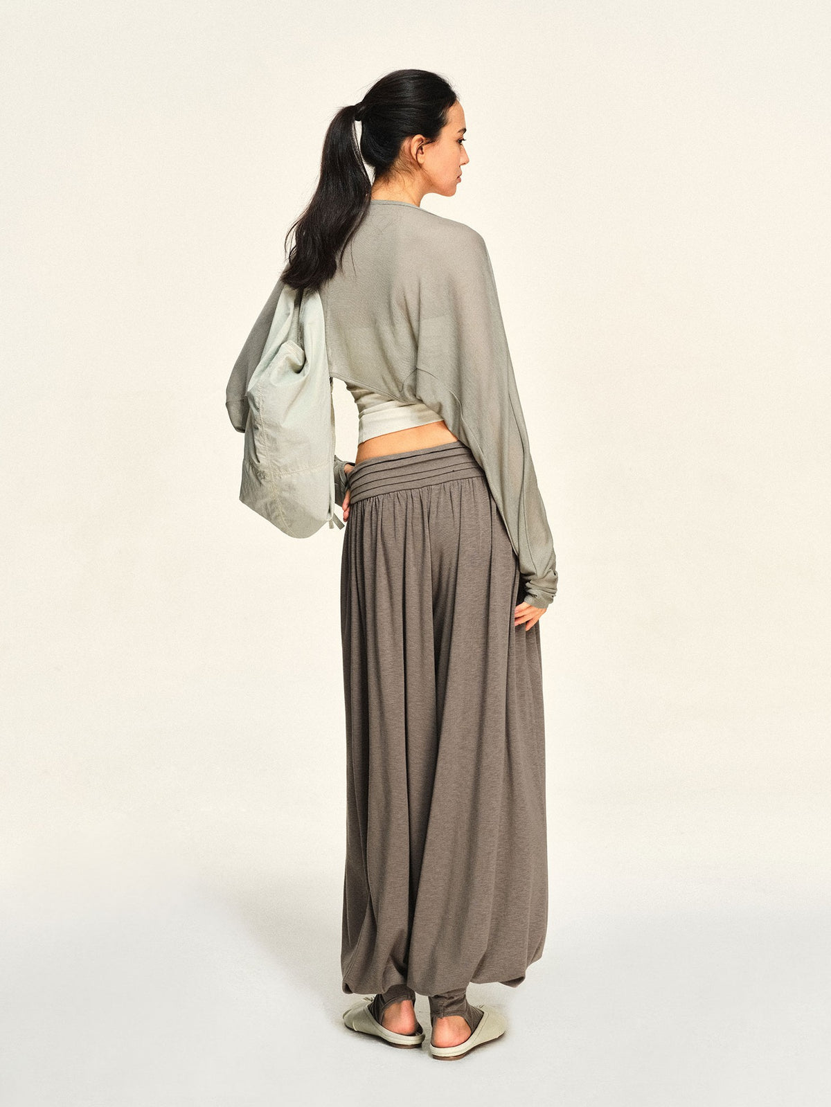 kvkv Sheer Cropped Long Sleeve Lyocell Tencel Women&