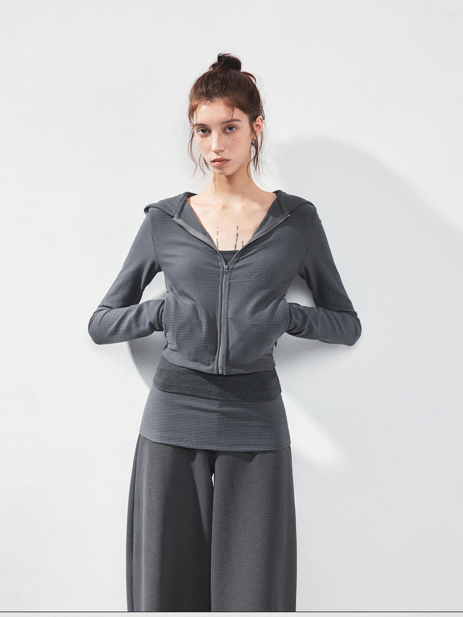 kvkv Slim Fit Zip Hoodie With Striped Detail