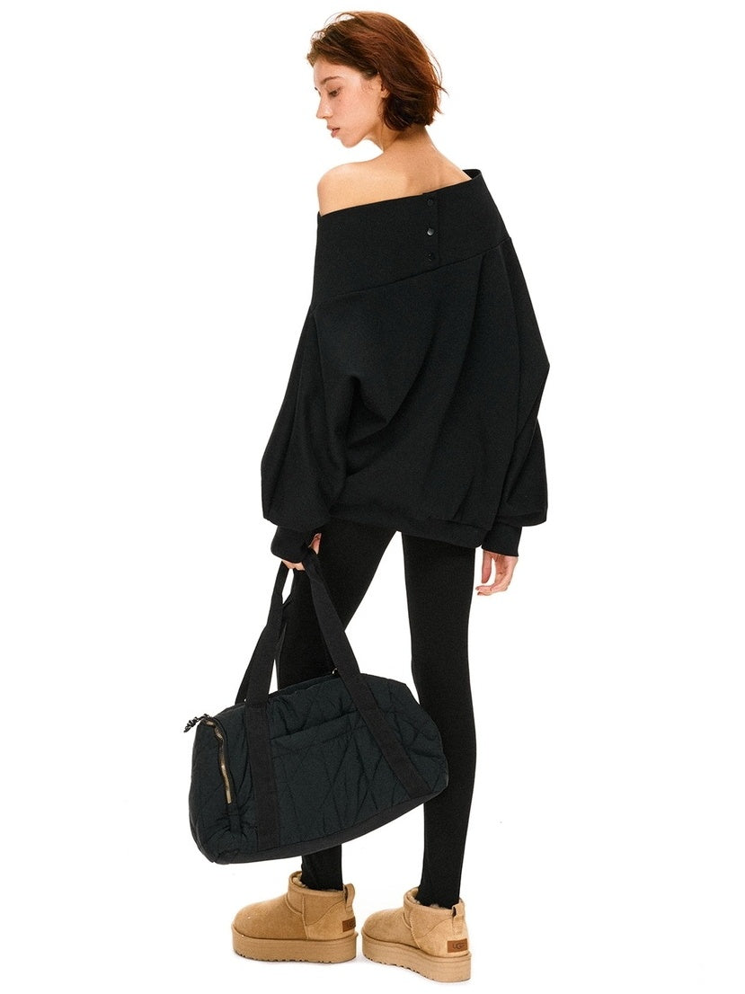kvkv Soft 100 Percent Cotton Loose Hooded Long Sleeve Commuter Women Black T-Shirt
