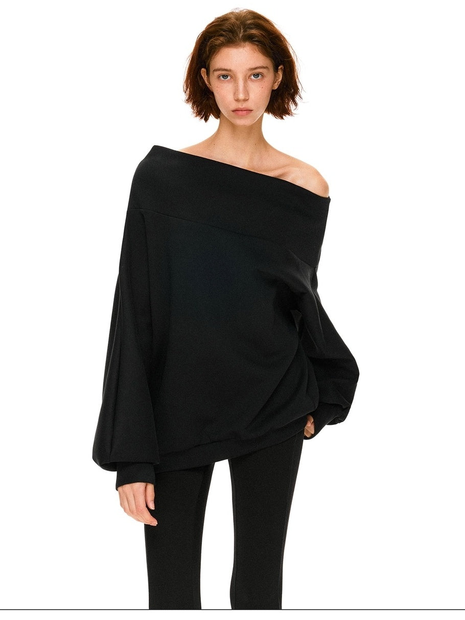 kvkv Soft 100 Percent Cotton Loose Hooded Long Sleeve Commuter Women Black T-Shirt