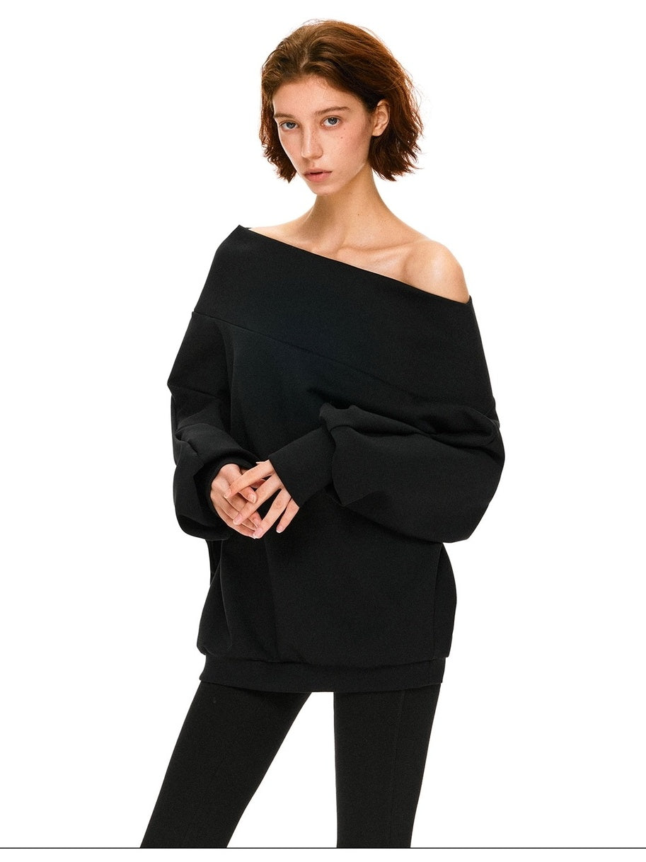kvkv Soft 100 Percent Cotton Loose Hooded Long Sleeve Commuter Women Black T-Shirt