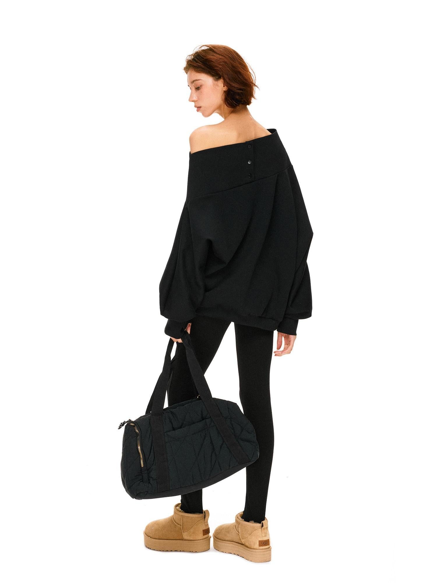 kvkv Soft 100 Percent Cotton Loose Hooded Long Sleeve Commuter Women Black T-Shirt