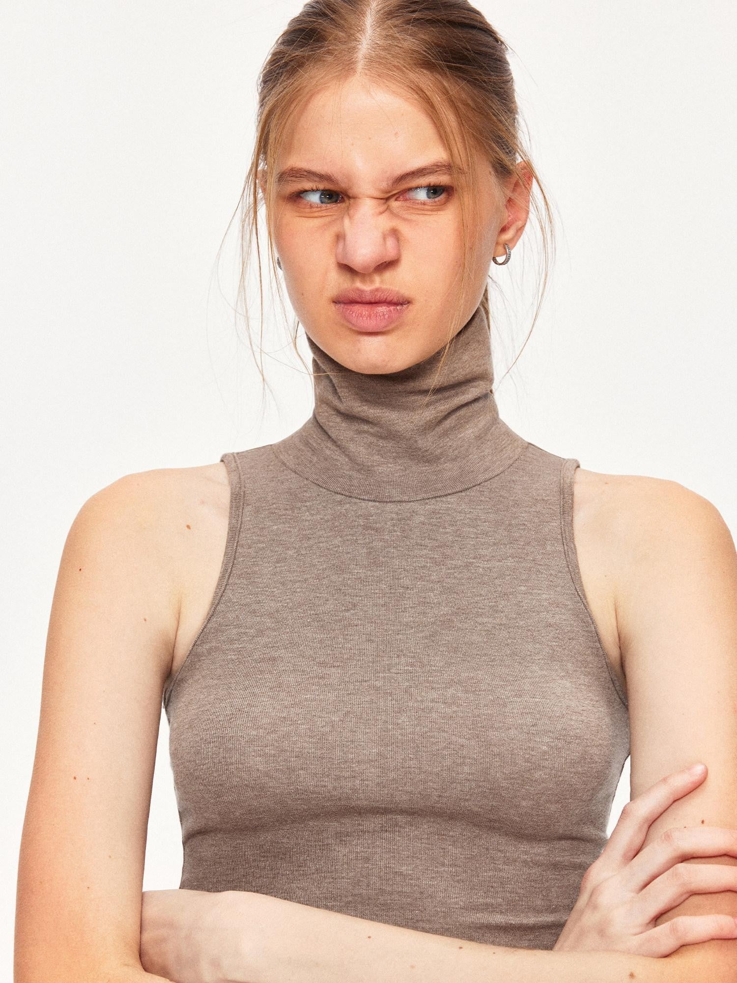 kvkv Soft Breathable Cotton Blend Slim Fit Wheat Color Casual Women Basic Tank Tops