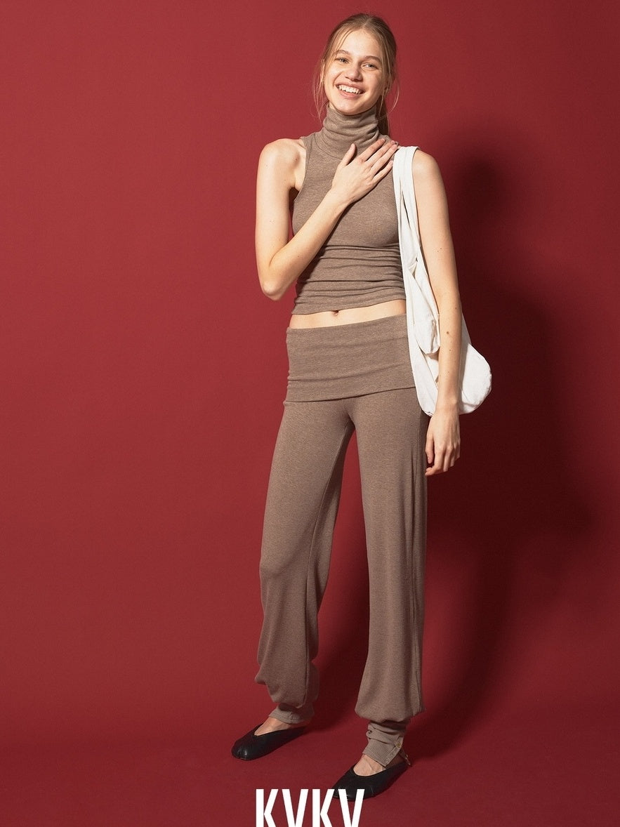 kvkv Soft Breathable Cotton Blend Slim Fit Wheat Color Casual Women Basic Tank Tops