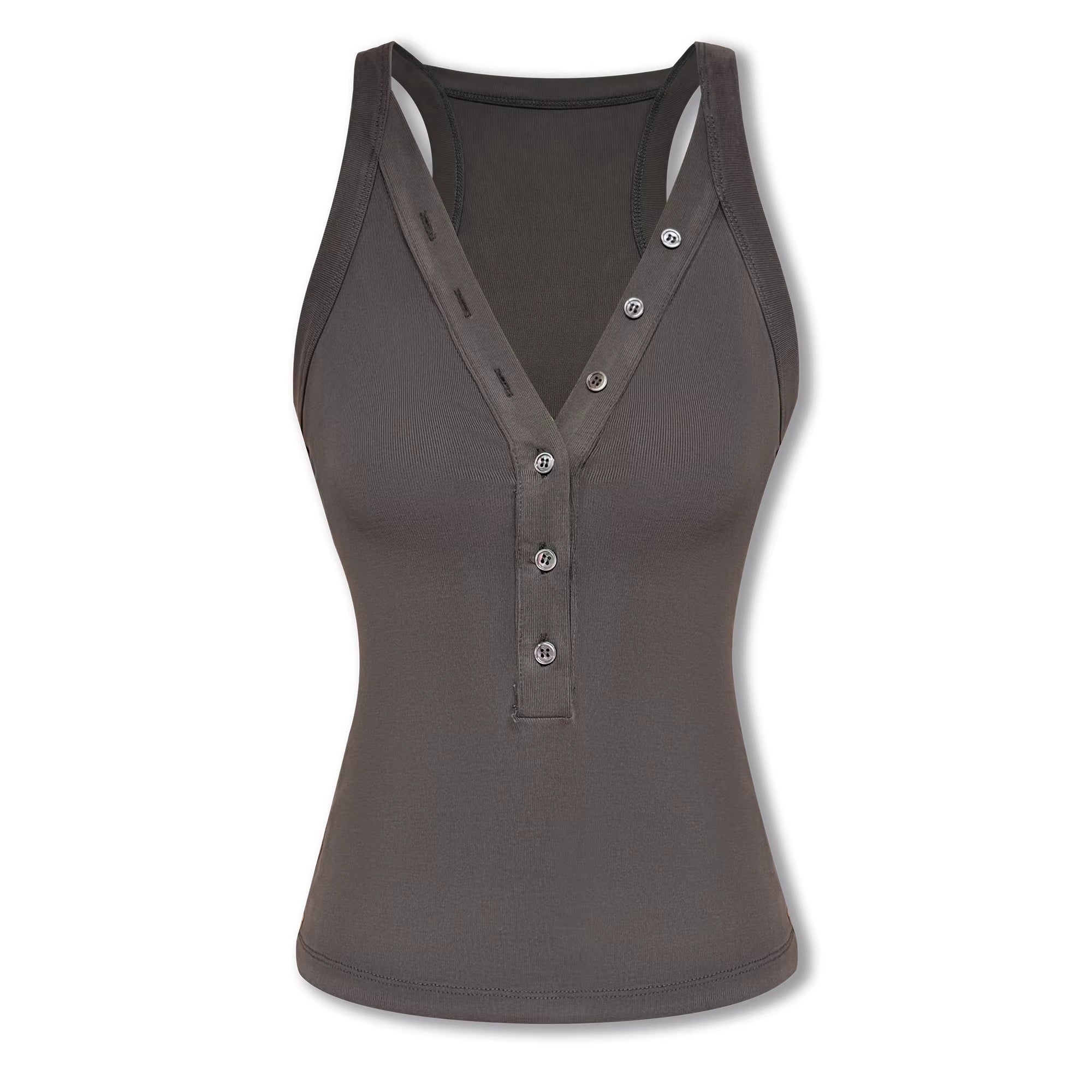 kvkv_Soft_Lyocell_Slim_Fit_Cropped_Button_Front_Women_Brown_Tank_Tops_MISSTT