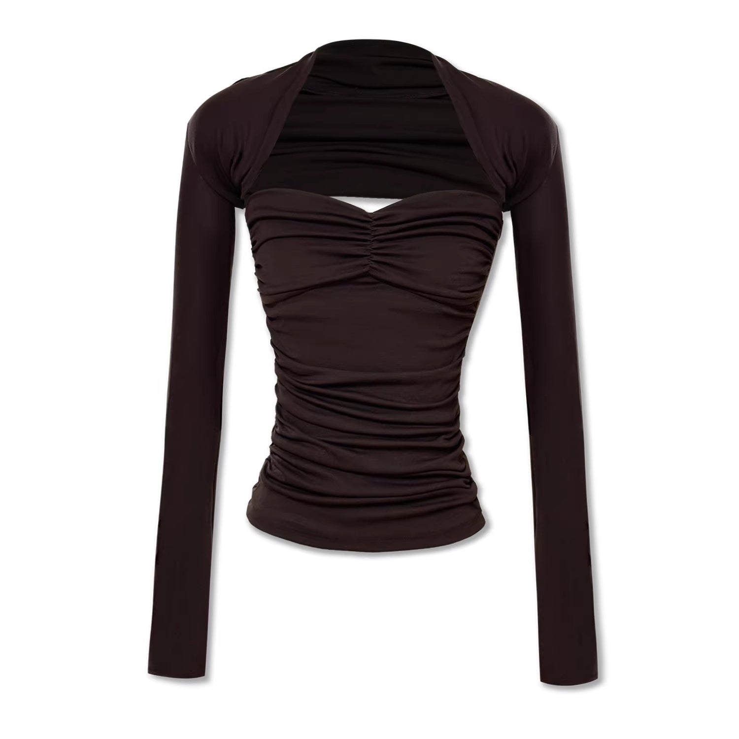 kvkv_Soft_Lyocell_Stretch_Pleated_Slim_Cropped_Long_Sleeve_Women_T-Shirt_MISSTT