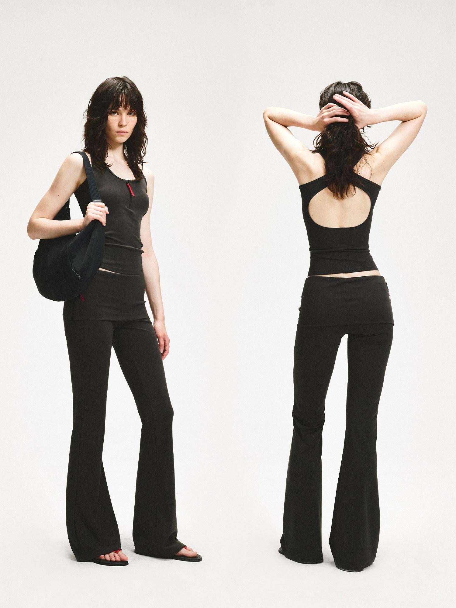 kvkv Soft Lyocell Stretch Slim Micro Flare Elastic Waist Versatile Women Pants