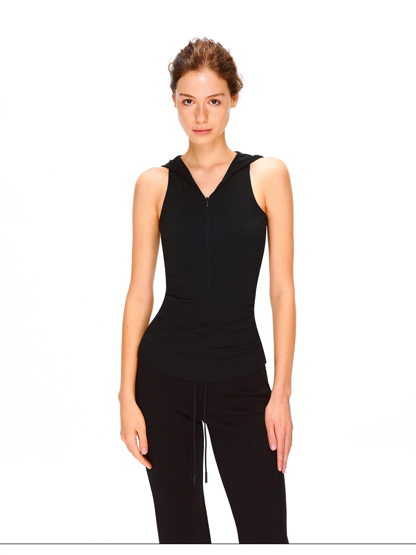 kvkv Soft Touch Hooded Racerback Waist Cinch Zipper Women&