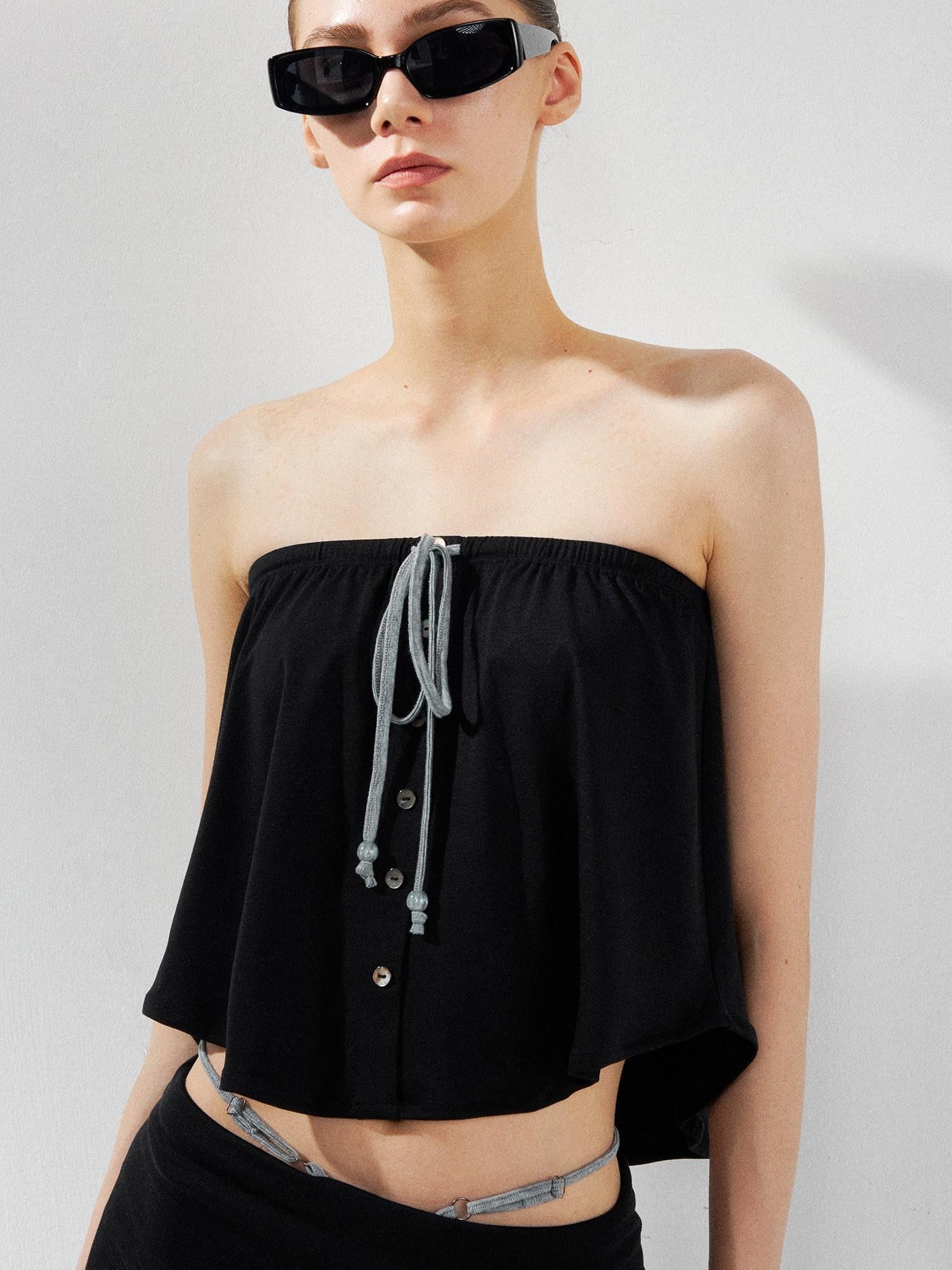 kvkv Solid Two Way Drawstring Cropped Loose Women&