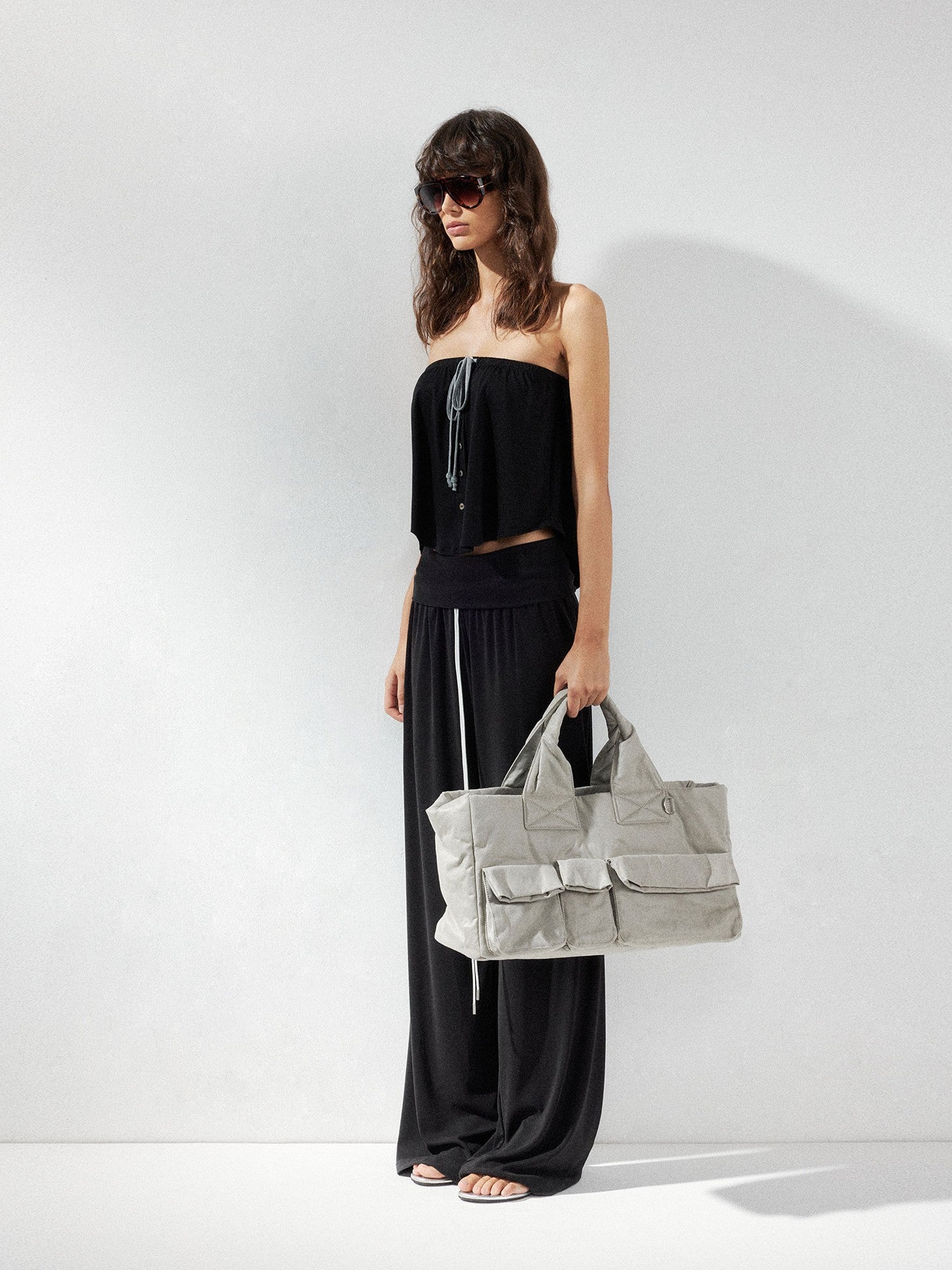 kvkv Solid Two Way Drawstring Cropped Loose Women&