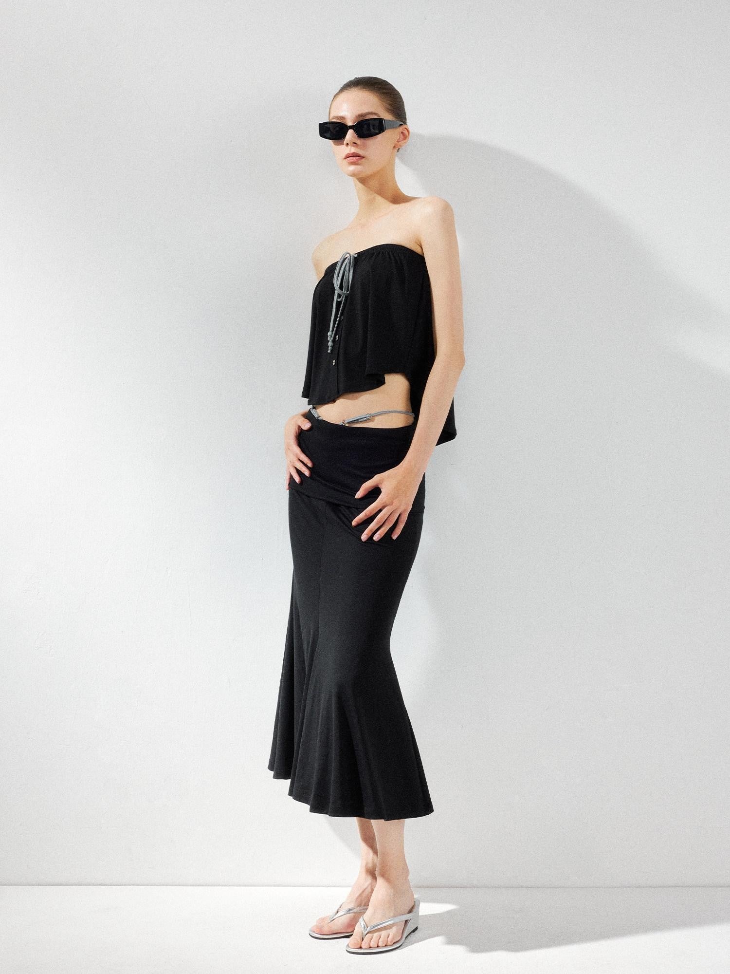 kvkv Solid Two Way Drawstring Cropped Loose Women&