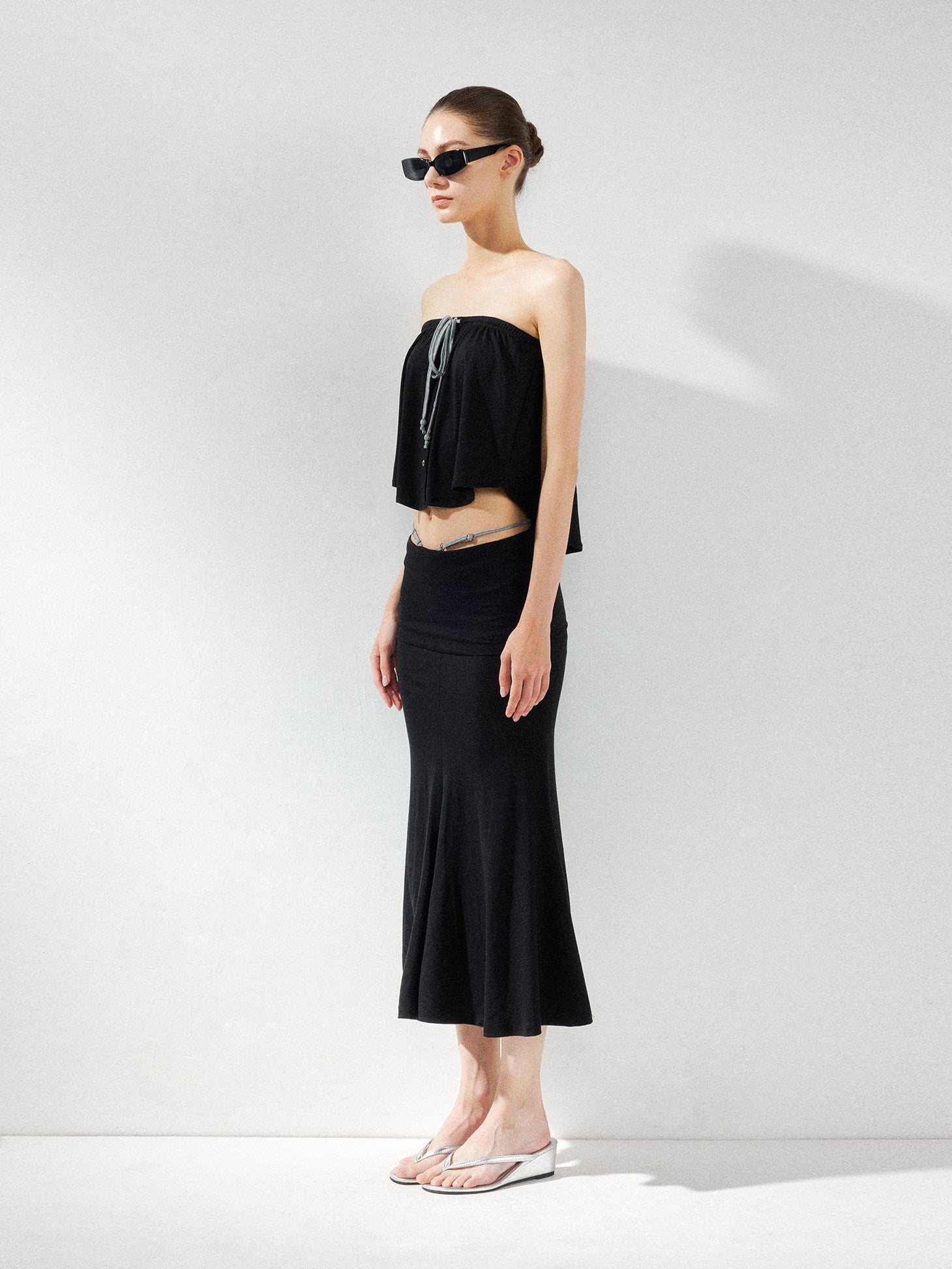kvkv Solid Two Way Drawstring Cropped Loose Women&
