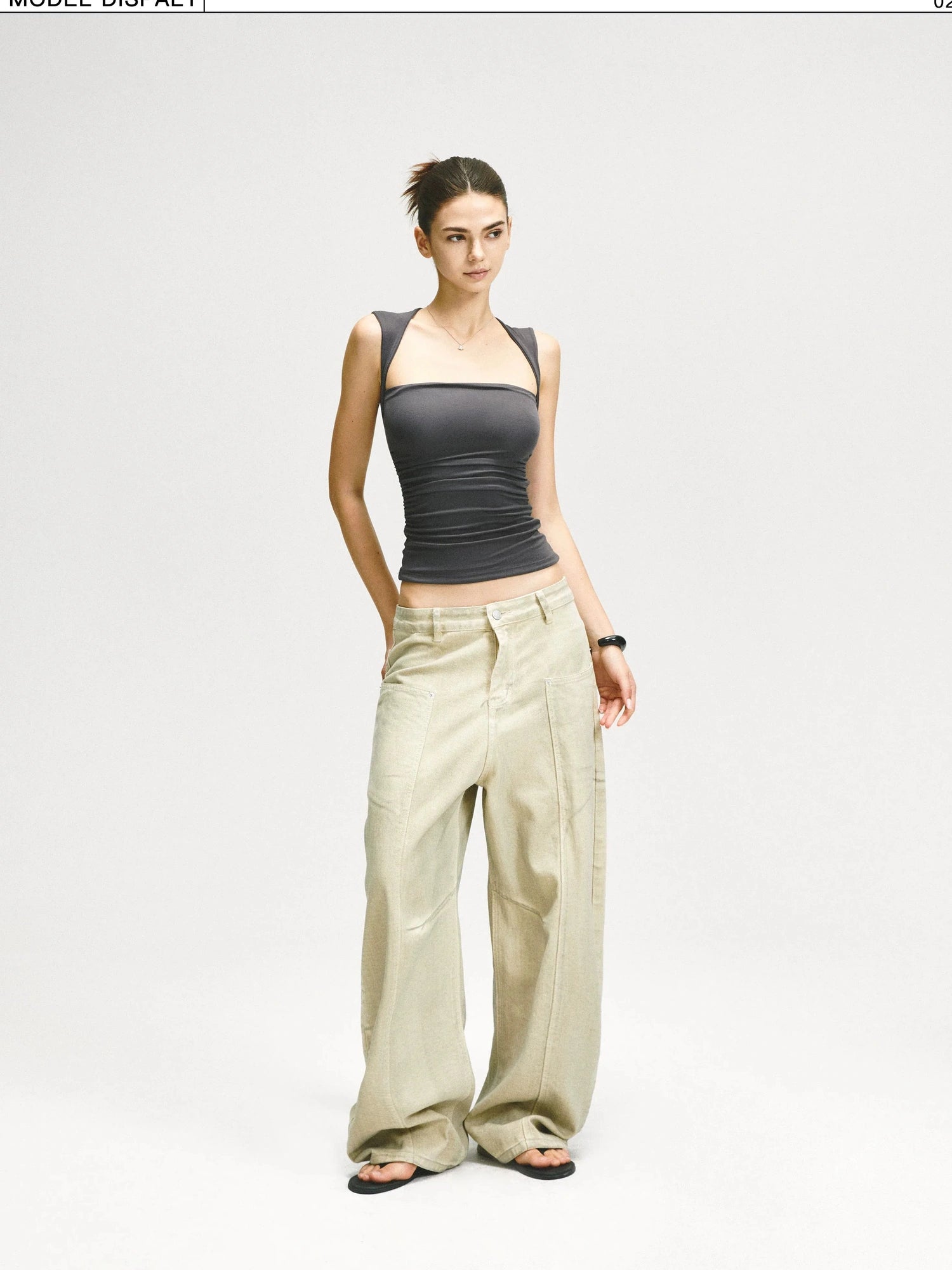 KVKV Yoga Clothing Brand - Square Neck Pleated Tank Top