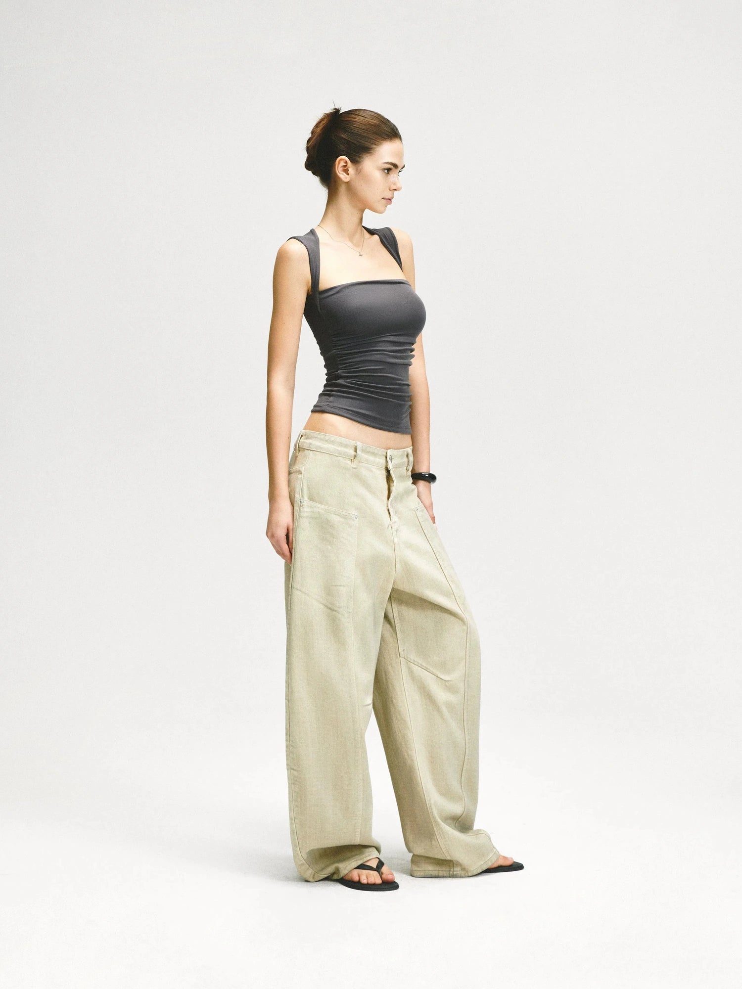 KVKV Yoga Clothing Brand - Square Neck Pleated Tank Top