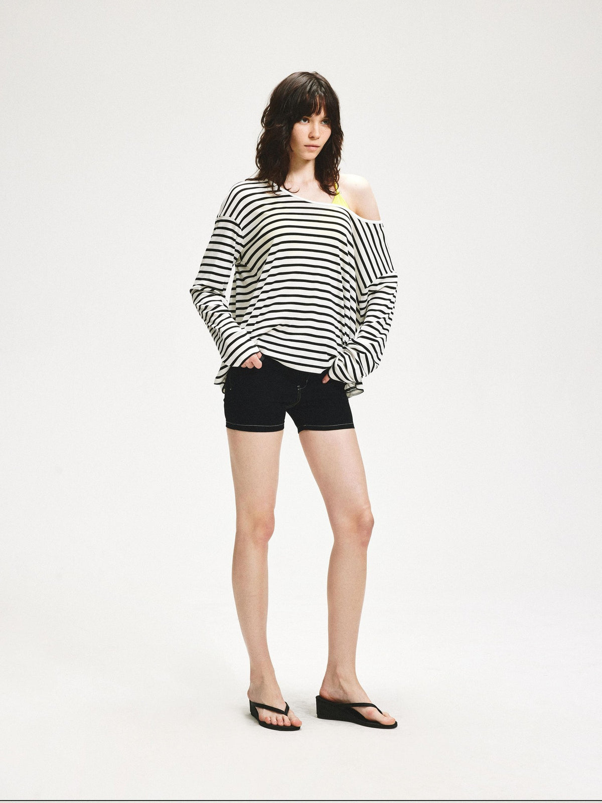 kvkv Striped Asymmetric Slant Neck Lyocell Women&