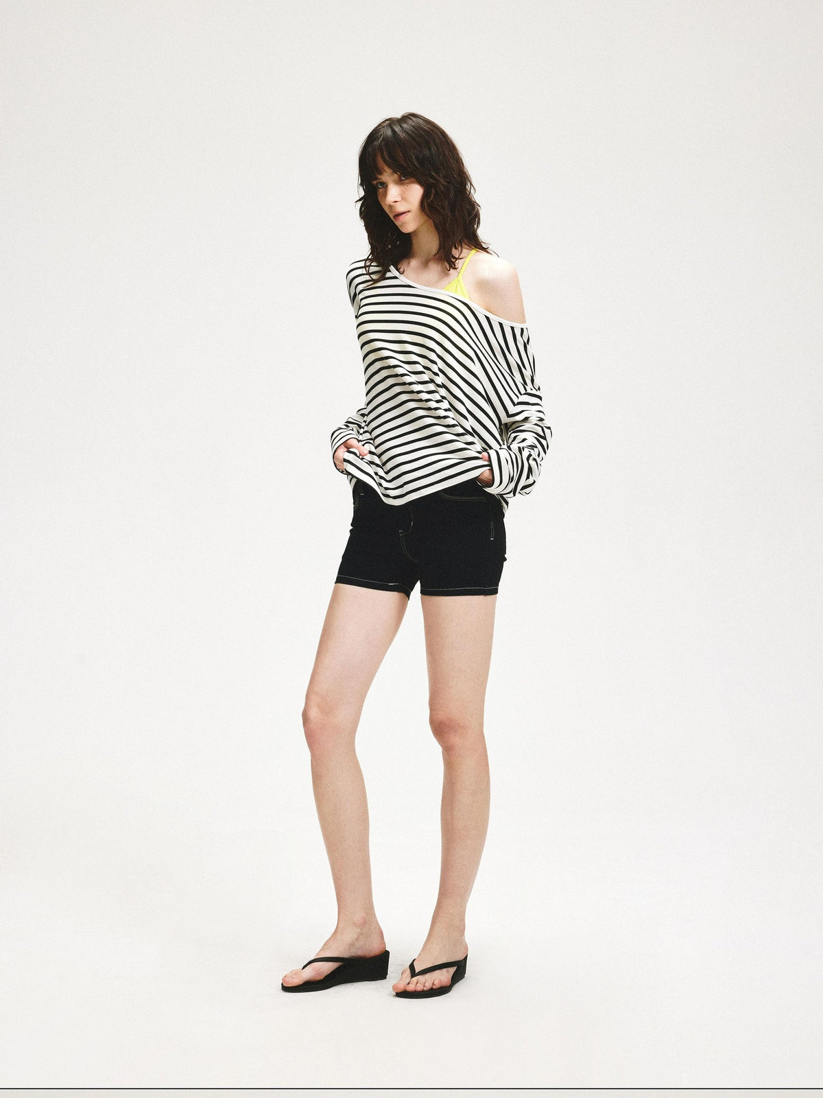 kvkv Striped Asymmetric Slant Neck Lyocell Women&