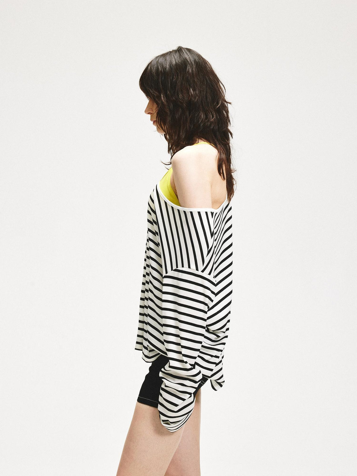 kvkv Striped Asymmetric Slant Neck Lyocell Women&