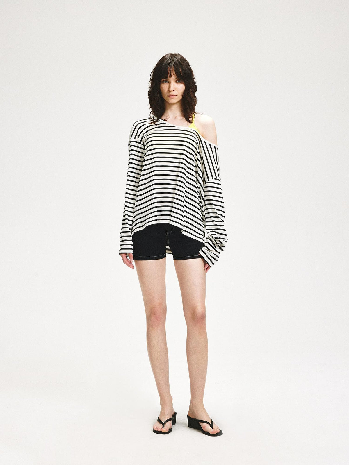 kvkv Striped Asymmetric Slant Neck Lyocell Women&