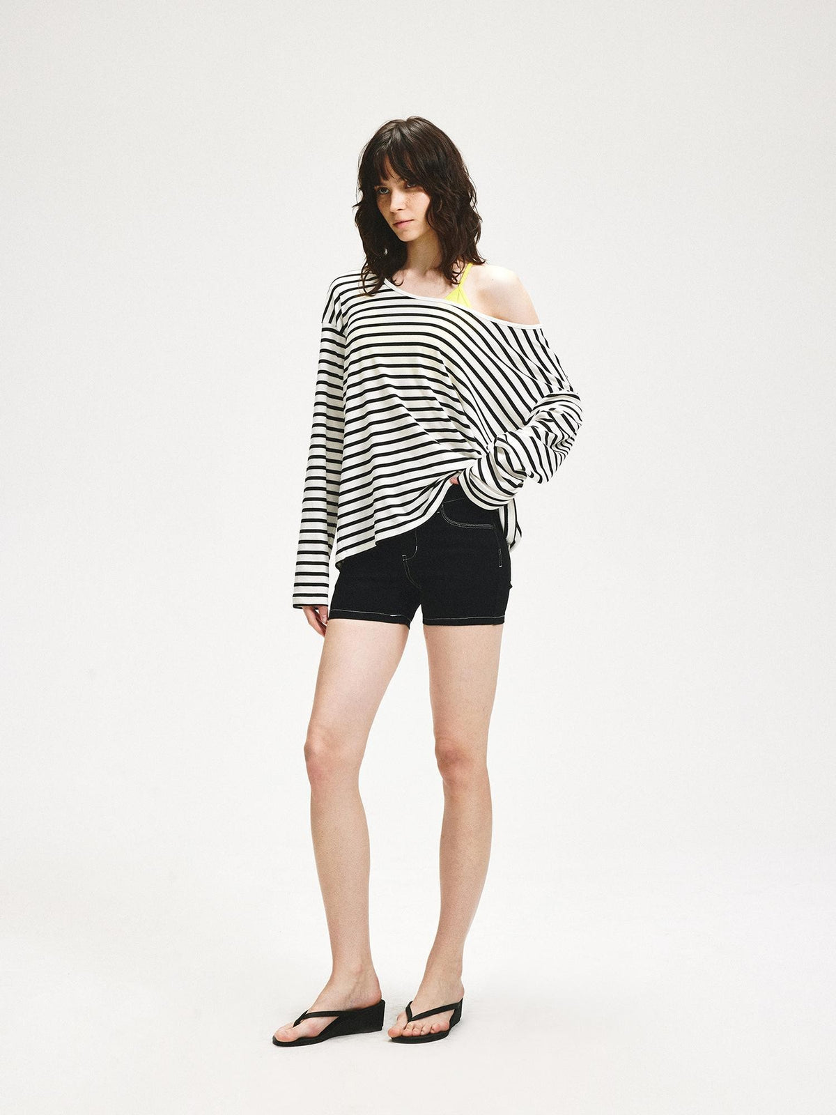 kvkv Striped Asymmetric Slant Neck Lyocell Women&