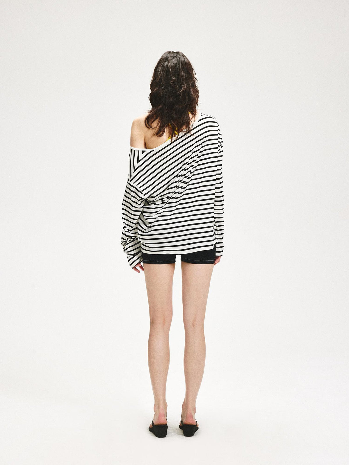 kvkv Striped Asymmetric Slant Neck Lyocell Women&
