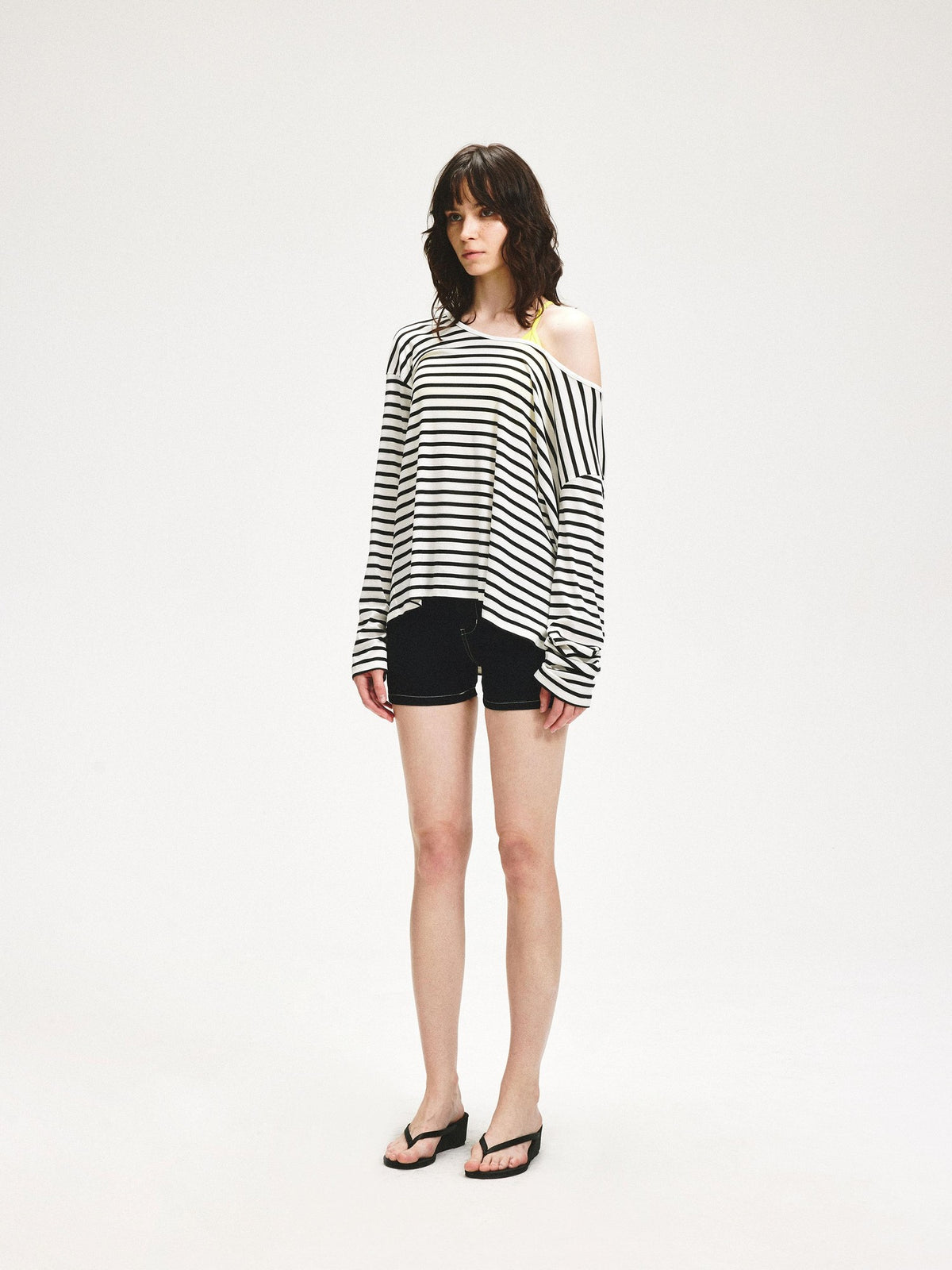 kvkv Striped Asymmetric Slant Neck Lyocell Women&