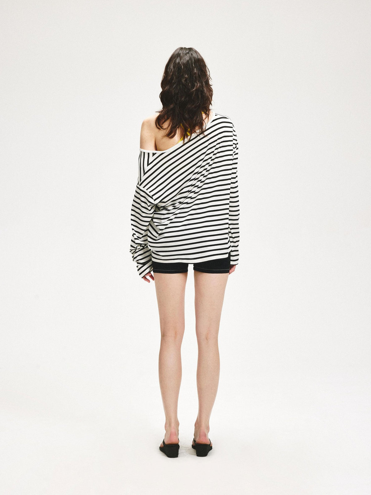 kvkv Striped Asymmetric Slant Neck Lyocell Women&