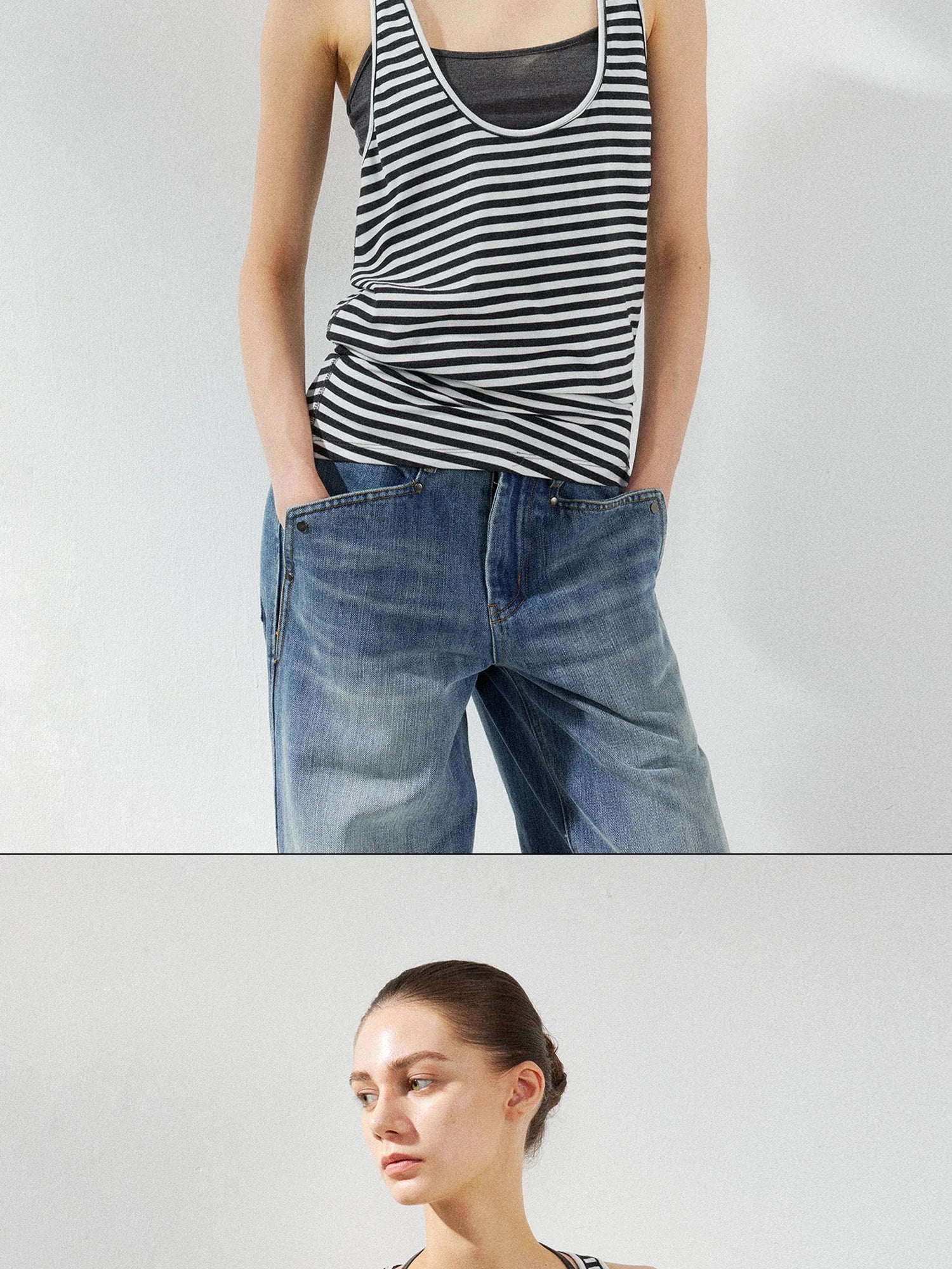 kvkv Striped Layered Tank Top Set